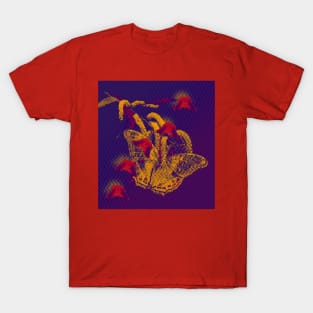 Red radioactive butterflies in glowing landscape T-Shirt